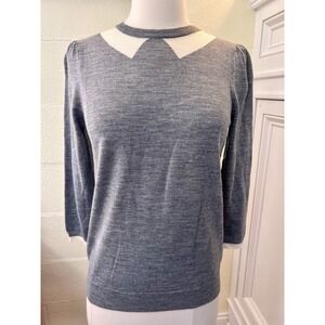 NWT J. Crew Womens XS Gray Trompe L'oeil Merino Wool Tippi Knit Sweater Pullover